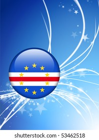 Cape Verde Flag Button on Abstract Light Background Original Illustration