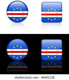 Cape Verde Flag Buttons on White and Black Background Original Vector Illustration AI8 Compatible