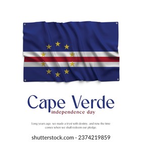 Cape Verde Flag, Celebrating Independence Day. Abstract waving flag on white background Country Flag.