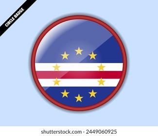 Cape Verde flag circle badge, vector design, oval Cape Verde emblem, rounded sign with reflection, patriotism and trade concept, logo with country flag