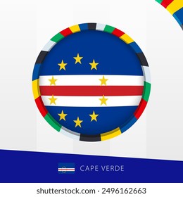 Cape Verde Flag with Colorful Circle Border. Vector icon.