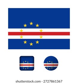 Coleção de ícones planos da bandeira de Cabo Verde