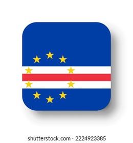 Cape Verde flag - flat vector square with rounded corners and dropped shadow.