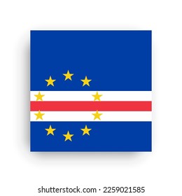 Cape Verde flag - flat vector square with sharp corners and dropped shadow.