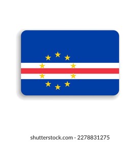 Cape Verde flag - flat vector rectangle with rounded corners and dropped shadow.