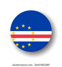 Cape Verde flag - flat vector circle icon or badge with dropped shadow.