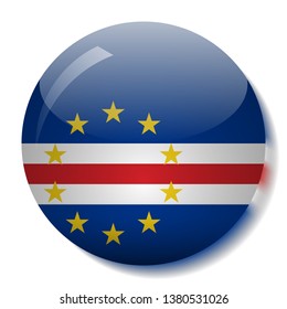 Cape Verde flag glass button vector illustration
