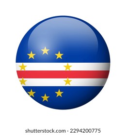 Cape Verde flag - glossy circle badge. Vector icon.