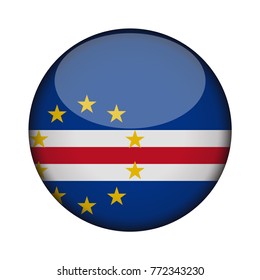 cape verde Flag in glossy round button of icon. cape verde emblem isolated on white background. National concept sign. Independence Day. Vector illustration.