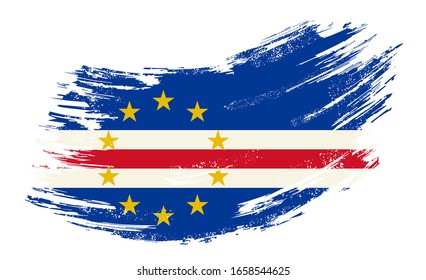 Cape Verde flag grunge brush background. Vector illustration.
