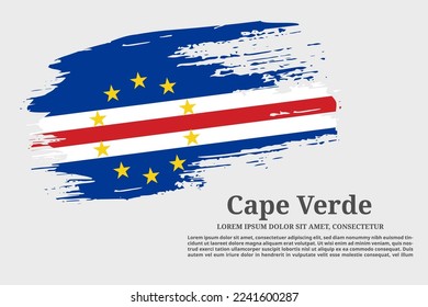 Cape Verde flag grunge brush and text poster, vector