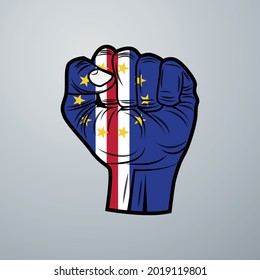 Cape Verde Flag with Hand Design isolated on white background. Vector illustration