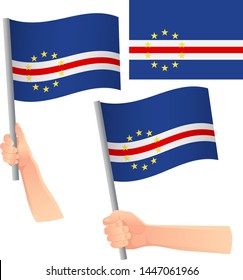 Cape Verde flag in hand. Patriotic background. National flag of Cape Verde vector illustration