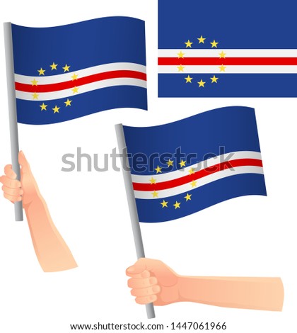 Cape Verde flag in hand. Patriotic background. National flag of Cape Verde vector illustration