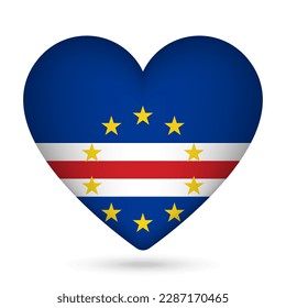 Cape Verde flag in heart shape. Vector illustration.