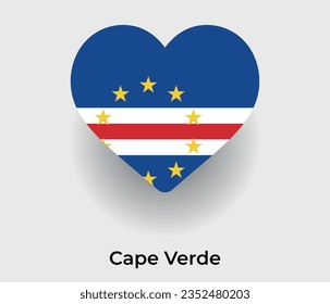 Cape Verde flag heart shape country icon vector illustration