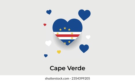 Cape Verde flag heart shape country icon vector illustration