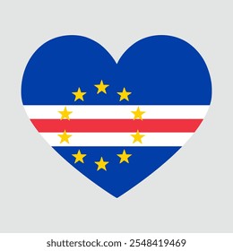 cape verde flag heart shaped. Love symbol. Vector illustration