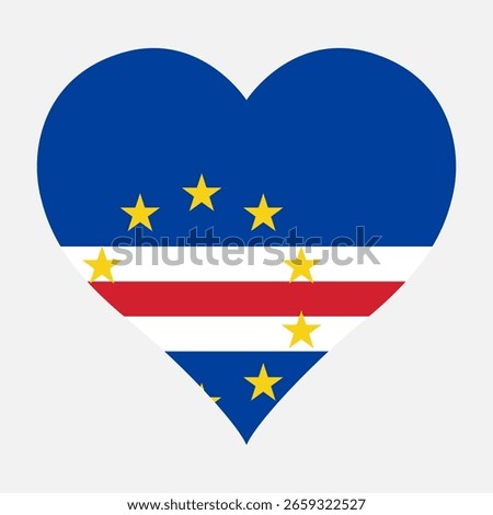 Cape Verde flag heart shaped icon digital vector illustration. National flag of Cape Verde. Love flag icon.
