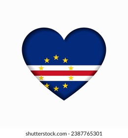 Cape Verde flag heart-shaped sign. Vector illustration.