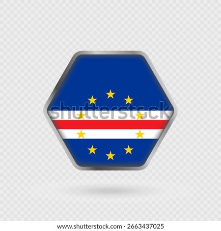 Cape Verde flag in a hexagon frame.