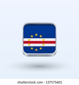 Cape Verde flag icon square form on gray background. Vector illustration.