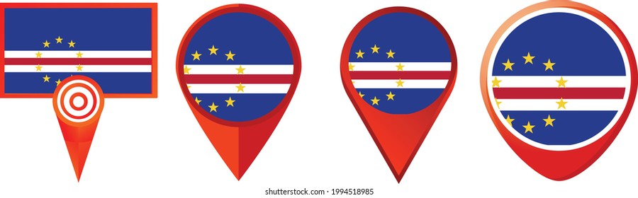 Icono de bandera de Cabo Verde . conjunto de iconos web . colección de iconos. Ilustración vectorial simple.