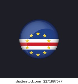 Kap Verde Flaggensymbol, Umlaufkap-Verde-Flaggensymbol, Vektorgrafik einzeln, Flaggenknopf Kap Verde.