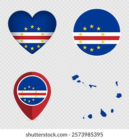 Cape Verde Flag Icons Pack. Vector illustration.