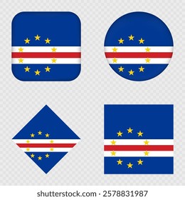 Cape Verde Flag Icons Pack. Vector illustration.