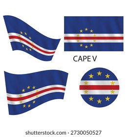 Cape Verde flag illustrations in various formats and waving styles showcasing national identity and cultural heritage from different viewpoints