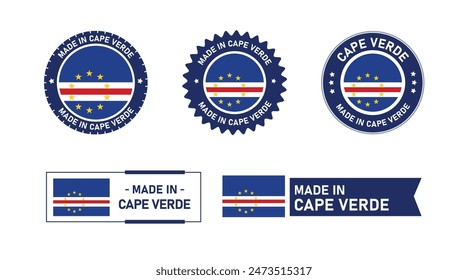 Cape Verde flag, Made in Cape Verde. Tag, Seal, Stamp, Flag, Icon vector