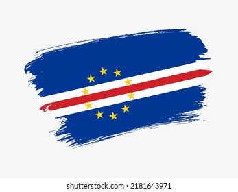 Cape Verde flag made in textured brush stroke. Patriotic country flag on white background