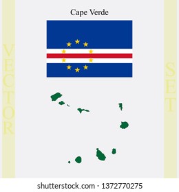 Cape Verde flag and map, abstract vector art illustration