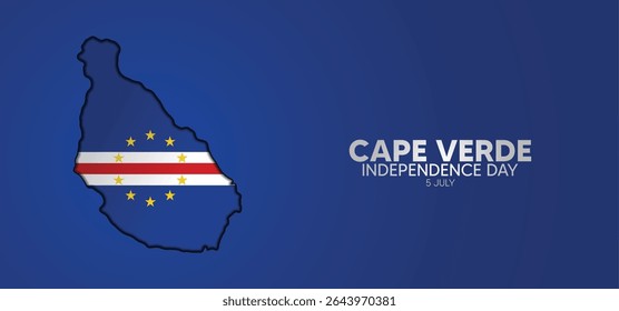 Cape Verde flag map drop shadow Independence Day 5 July vector poster