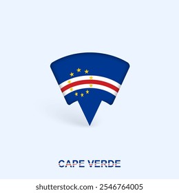 Cabo Verde Bandeira Mapa Pointer Design com Sombra. Ilustrador de vetor.