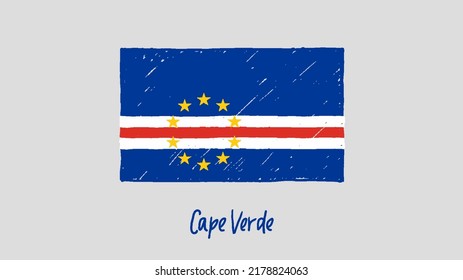 Cape Verde Flag Marker or Pencil Sketch Illustration Vector