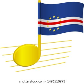 Cape Verde flag and musical note. Music background. National flag of Cape Verde and music festival concept vector illustration