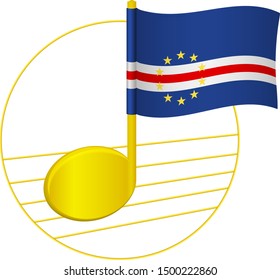 Cape Verde flag and musical note. Music background. National flag of Cape Verde and music festival concept vector illustration