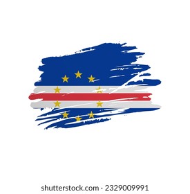 Cape Verde flag - nation vector country flag trextured in grunge scratchy brush stroke.