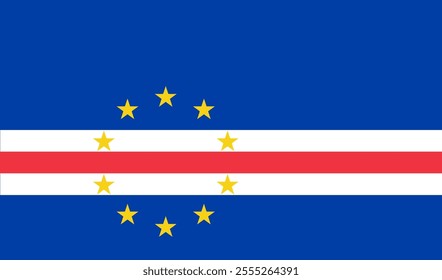 Cape Verde flag in official colors, dimensions and aspect ratio. Vector flag symbolizing national pride, identity, heritage, patriotism and authority