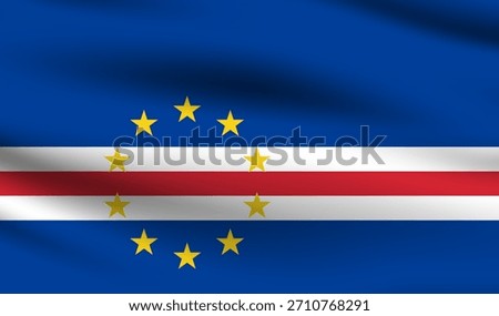 Cape Verde flag official colors and proportion digital vector illustration.  Cape Verde 3d wave flag.