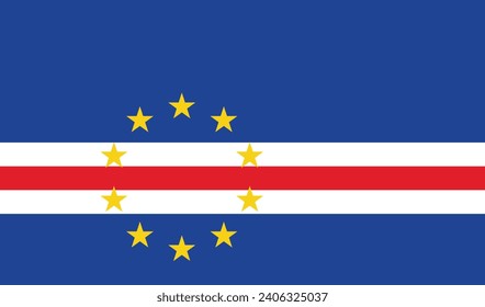 Cape Verde flag. The official ratio. Flag icon. Standard color. Standard size. A rectangular flag. Computer illustration. Digital illustration. Vector illustration.