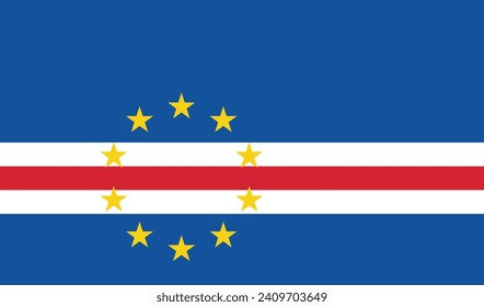 Cape Verde flag. The official ratio. Flag icon. Standard color. Standard size. A rectangular flag. Computer illustration. Digital illustration. Vector illustration.