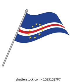 Cape Verde flag on the flagpole. Official colors and proportion correctly.