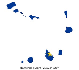 Cape Verde flag on map on transparent  background