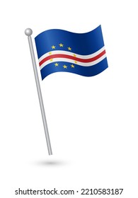 Cape Verde flag on pole waving in the wind vector illustration