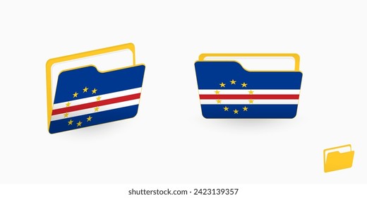 Cape Verde flag on two type of folder icon. Vector illustration.