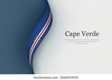 Cape Verde flag on Waving ribbon. Template for independence day