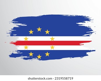 Cape Verde flag painted with a brush. Vector flag of Cape Verde.